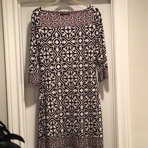 White House Black Market geometric 3/4 sleeve dress size S